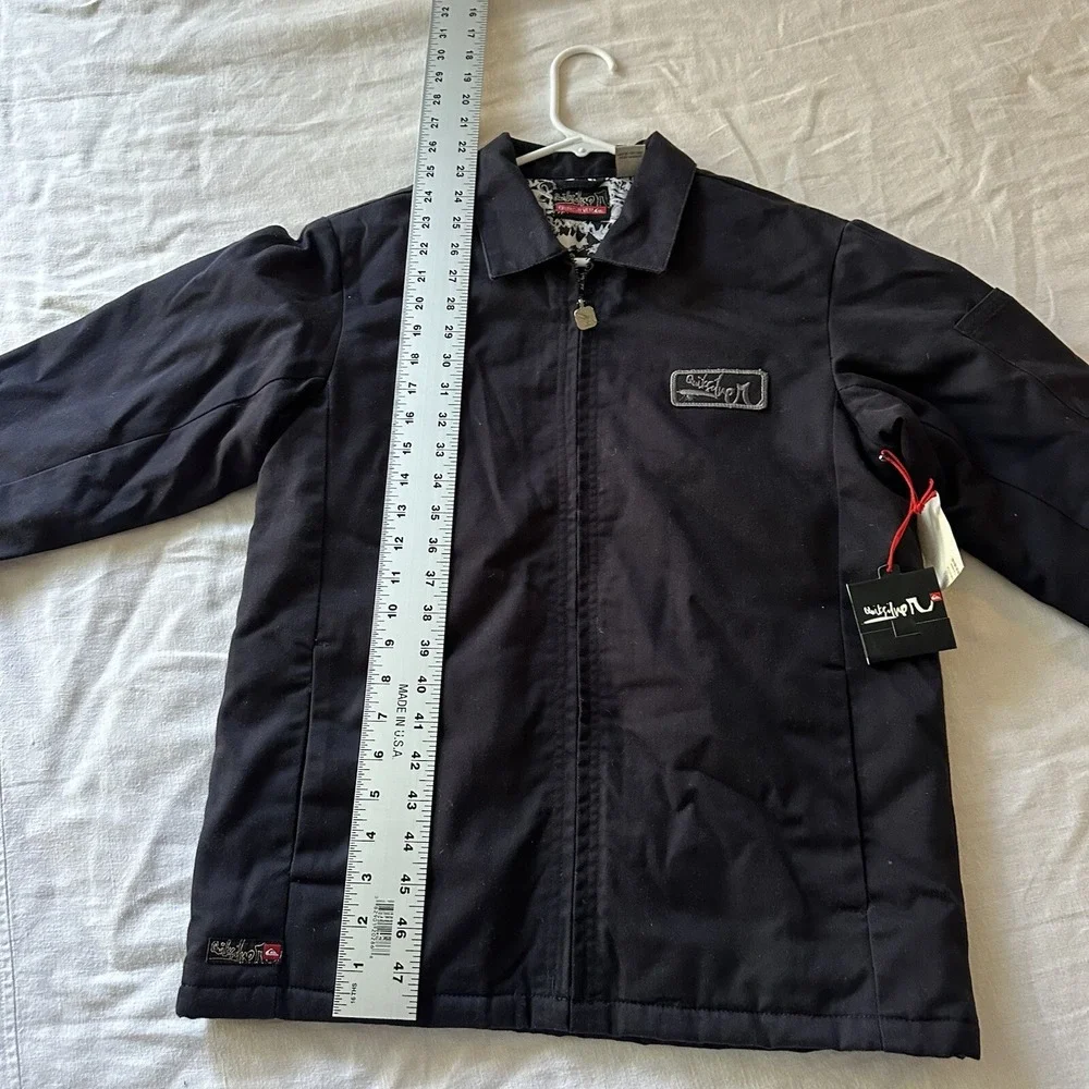 Quicksilver Black Full Zip Jacket Boys M Pockets Polyester Slightly‎ With Tags